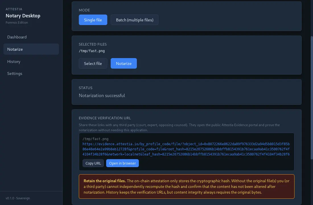 Attestia Notary desktop application