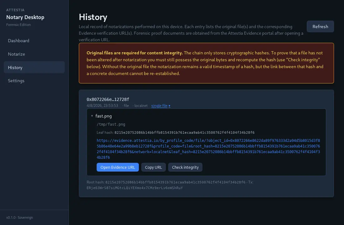 Attestia Notary on desktop